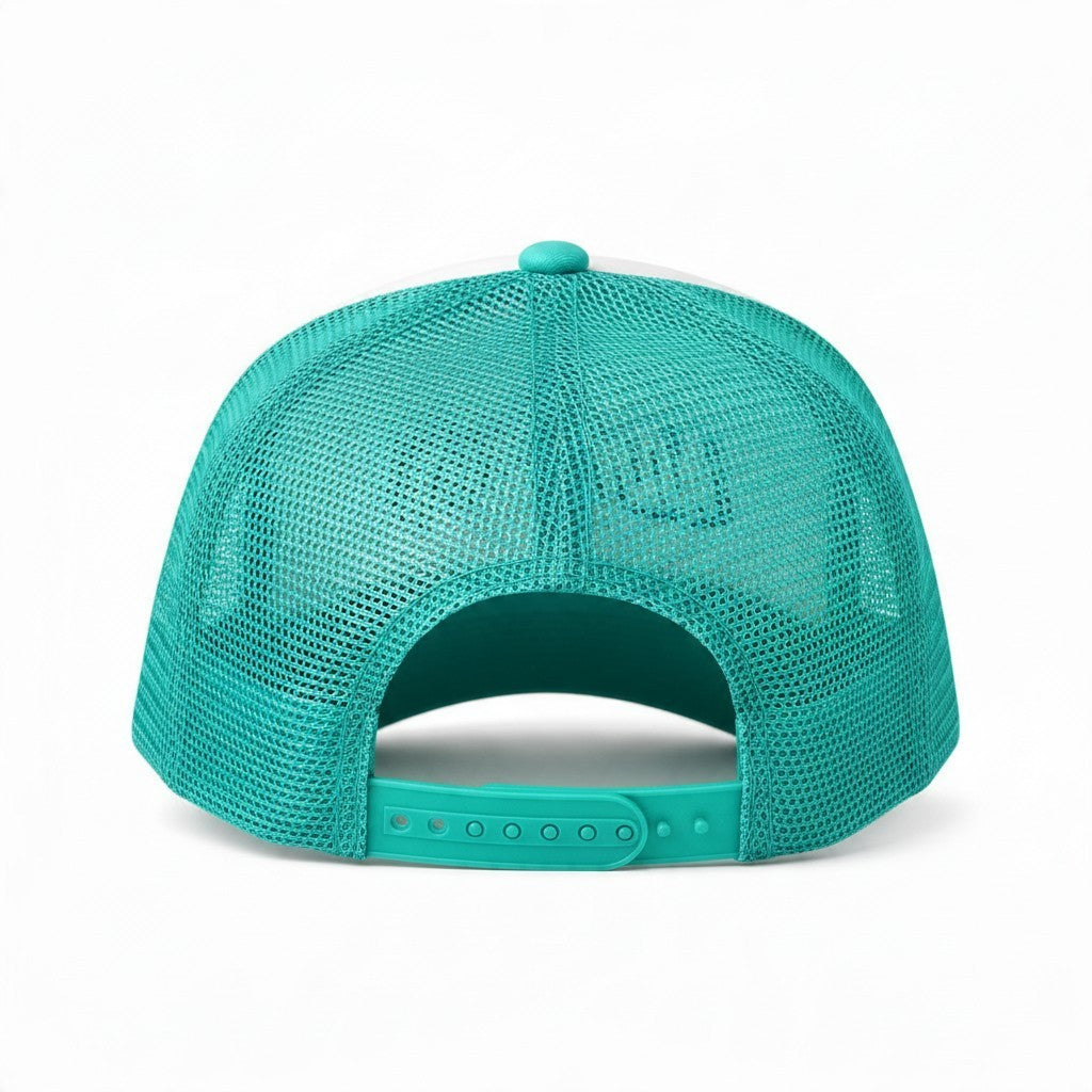 Dirty Merch Apparel Shot Queen teal foam trucker hat with mesh back and adjustable snapback closure